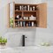 Double Door Bathroom Wall Cabinet with Mirror and Adjustable Shelves-Natural